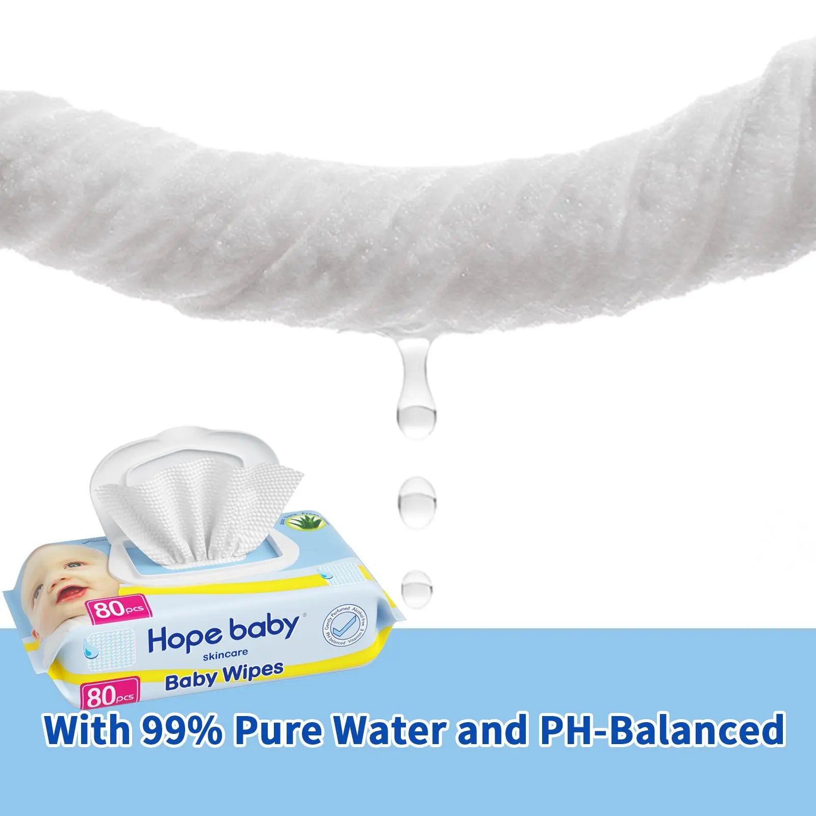 HOPE BABY Toddler Diaper Wipes---Sensitive Baby Wipes 480 Count, HOPE BABY Toddler Wet Wipes with Flip Top Lid, Hypoallergenic & Unscented