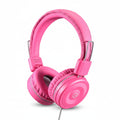 Kids Headphones K22 Foldable Stereo Tangle-Free 5Ft Long Cord 3.5Mm Jack Plugin Wired On-Ear Headset for Ipad/Amazon Kindle Fire/Girls/School/Laptop/Travel/Plane/Tablet Flamingopink