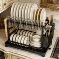 Black2-Tier Kitchen Dish Drying Racki Organize Your Dishes Instyle