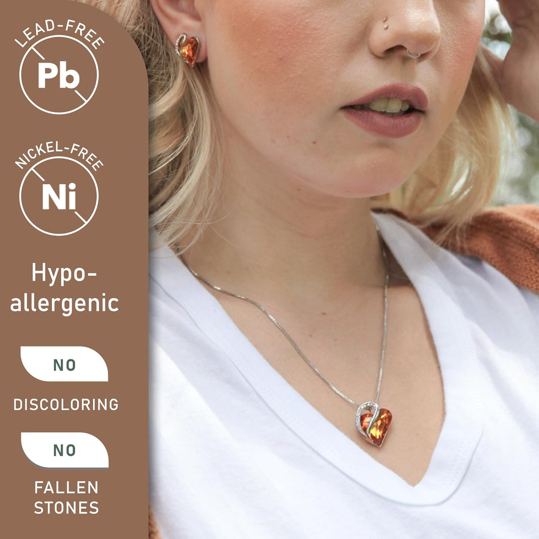 Gift Necklaces for Women, Infinity Love Birthstone Heart Crystal Pendant, Birthday Anniversary Jewelry for Wife, Mom, and Her, Silver Plated, 18" + 2" Adjustable Chain