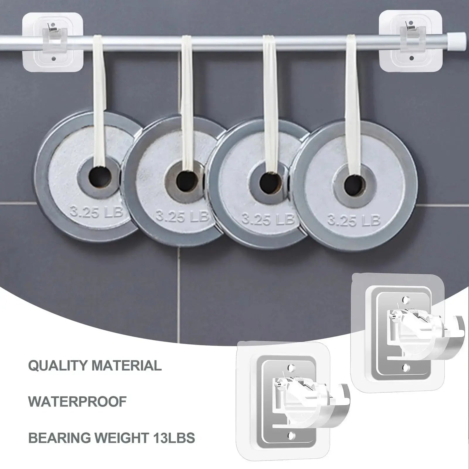 A Set of 8PCS Transparent Drapery Hooks,Curtain Rod Brackets with Clips,Rod Hanging,Adjustable Rods Holder,Multipurposefor Curtain Rod Hooks for Livingroom Bathroom Kitchen Bedroom Toilet Apartment.
