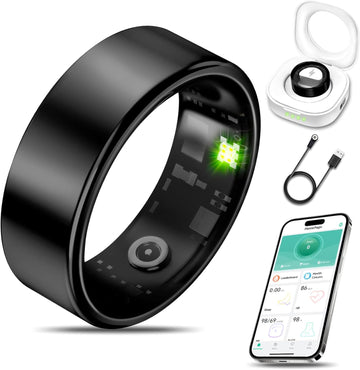 Smart Health Ring Fitness Tracker for Men Women, Sleep, Stress & Activity Monitoring, IP68 Waterproof, Long Lasting Battery, No Subscription Fees
