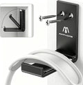 Foldable Headphone Stand & Headset Holder Mount, No-Scratch Silicone Pad Wall Hook for Gaming Headset, Space-Saving under Desk Hanger with Strong Adhesive for PC, Home, and Office, Black