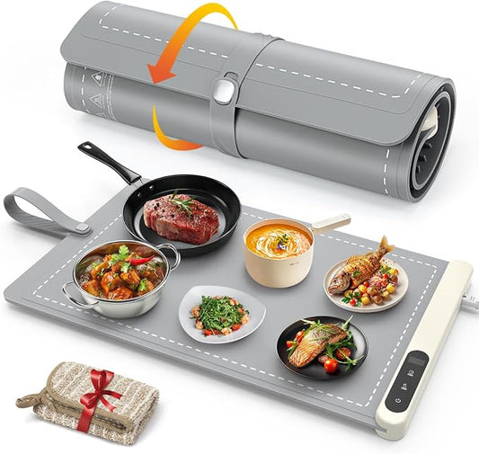 FYY Warming Mat for Food - Rapid and Full Surface Heating, 6 Temp Settings, 6H Timer,