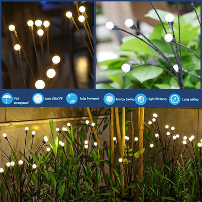 TONULAX Solar Garden Lights - Upgraded Solar Swaying Light, Sway by Wind, Outdoor Lights Warm White(2 Pack),
