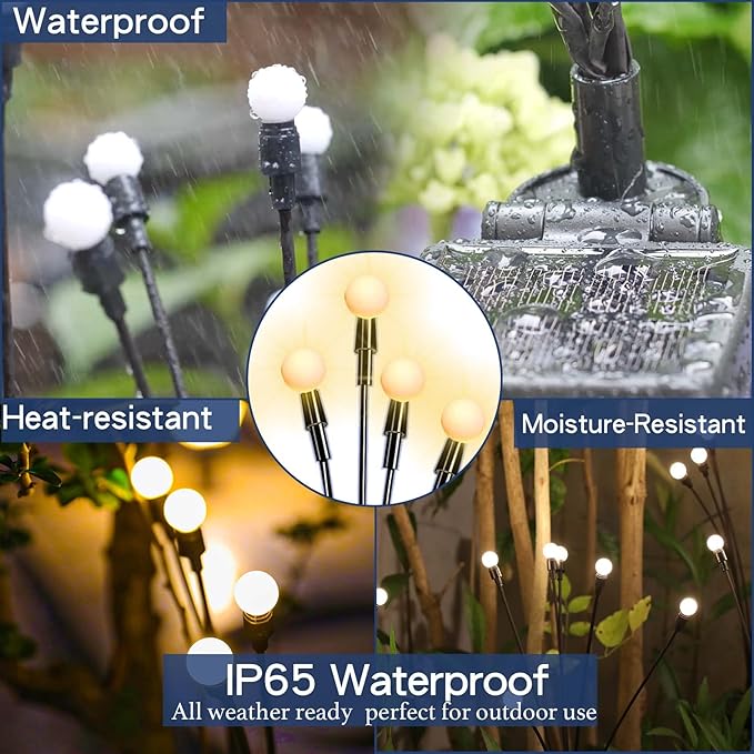TONULAX Solar Garden Lights - Upgraded Solar Swaying Light, Sway by Wind, Outdoor Lights Warm White(2 Pack),