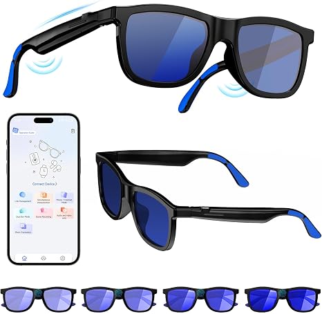 2026 Smart Audio Glasses with Electrochromic Lenses, AI Translation, Premium Tech Gadget Gift for Men Women