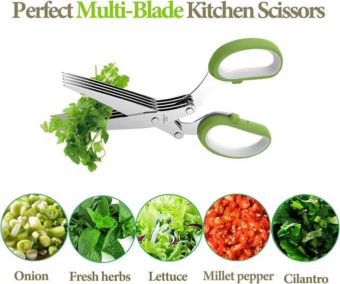 2026 Upgraded Herb Scissors, Effortless Herb Shears Cutter Tool with Sharp Stainless Steel Blades for Fresh Herbs