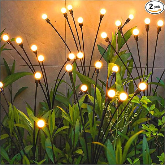 TONULAX Solar Garden Lights - Upgraded Solar Swaying Light, Sway by Wind, Outdoor Lights Warm White(2 Pack),