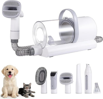 Dog Grooming Kit & Dog Grooming Vacuum with Suction, Pet Grooming Vacuum for Shedding, Low Noise Dog Hair Vacuum with 1.5L Cup,