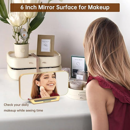 Peakeep Slim Digital Mirror Aesthetic Alarm Clock for Bedrooms Desk Decor |