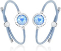 Long Distance Touch Light Up&Vibrate Bracelets for Couples, Long Distance Relationship Gifts Smart Sun&Moon Love Bracelet