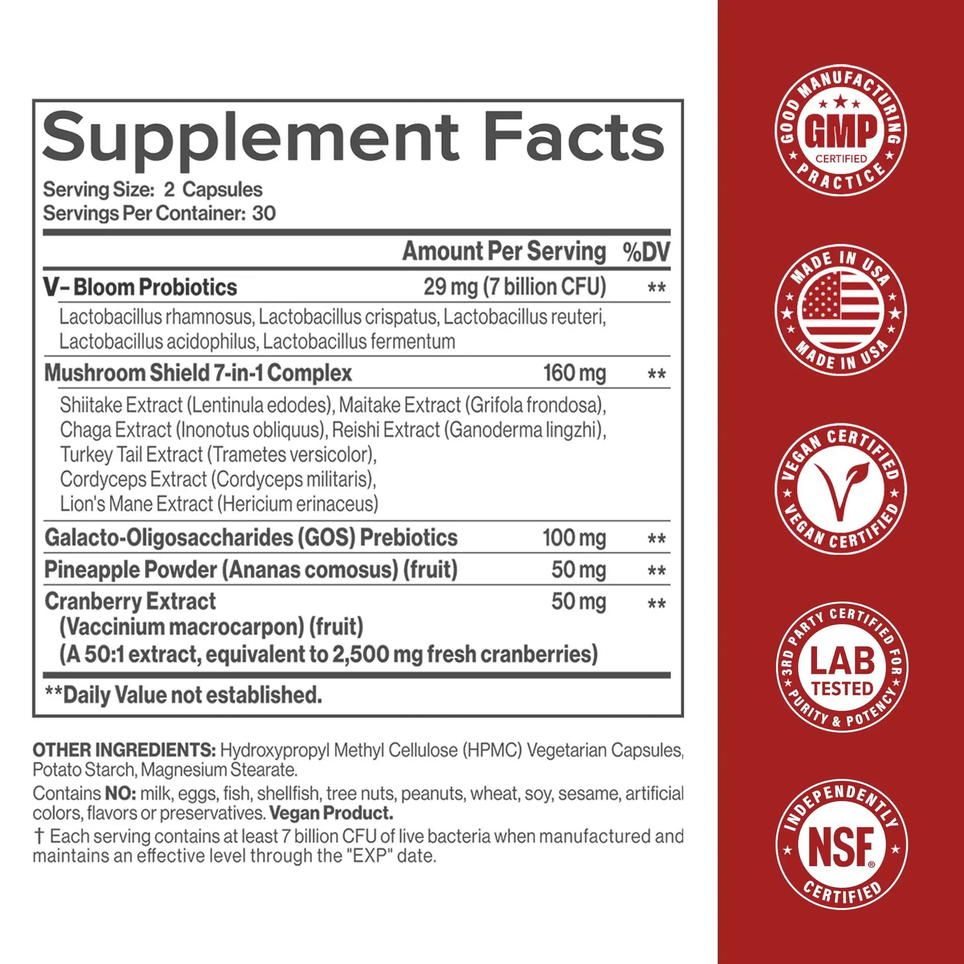 Herauré Women’S Probiotics - Ph Balance, Odor Control, Flora Health, Moistening, Tightening - with 7 Billion CFU Probiotic, Prebiotic, 7-In-1 Mushroom Blend, Cranberry, Pineapple - 60 Capsules (Pack of 1), Self-Care Gift,Summervibes