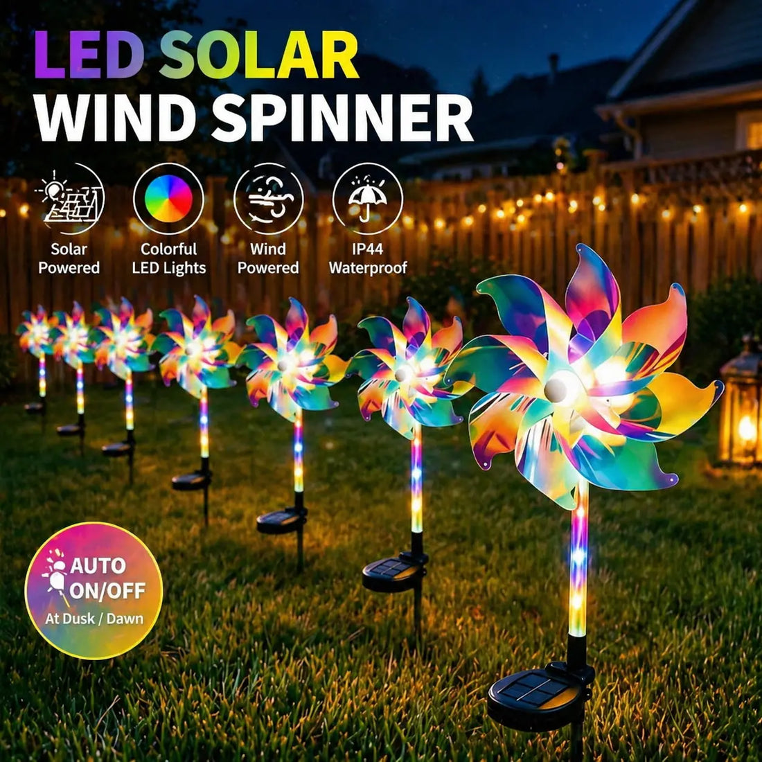 Waterproof LED Solar Wind Spinner - Light up Your Garden with Every Breeze Decor Yard