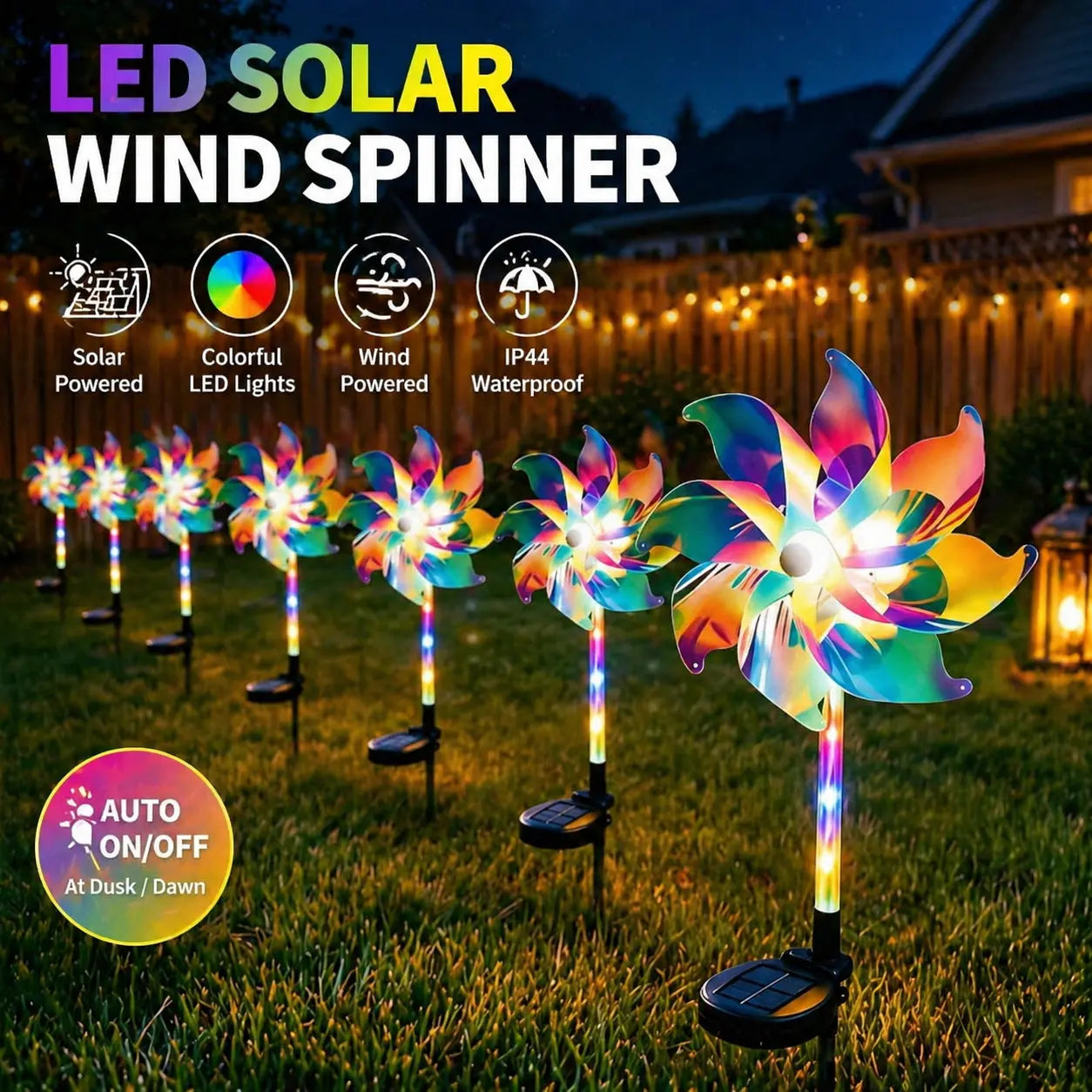 Waterproof LED Solar Wind Spinner - Light up Your Garden with Every Breeze Decor Yard