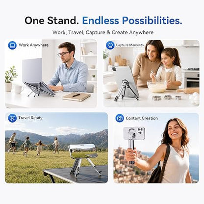 Portable Laptop Stand, 3-in-1 Magnetic Foldable Adjustable, for Desk（White）