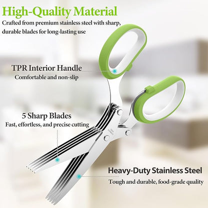 2026 Upgraded Herb Scissors, Effortless Herb Shears Cutter Tool with Sharp Stainless Steel Blades for Fresh Herbs