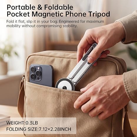 Portable Laptop Stand, 3-in-1 Magnetic Foldable Adjustable, for Desk（White）