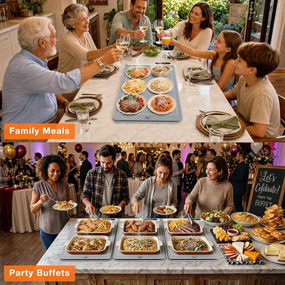 FYY Warming Mat for Food - Rapid and Full Surface Heating, 6 Temp Settings, 6H Timer,