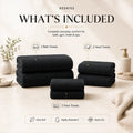 REDKISS Black Towel Set: a 6-Piece Set of Premium, Soft Bath Towels. This Ultra-Absorbent, Luxurious 6-Piece Set Includes 2 Bath Towels, 2 Hand Towels, and 2 Face Towels, Perfect for Everyday Use in Bathrooms, Gyms, Hotels, and Spas.