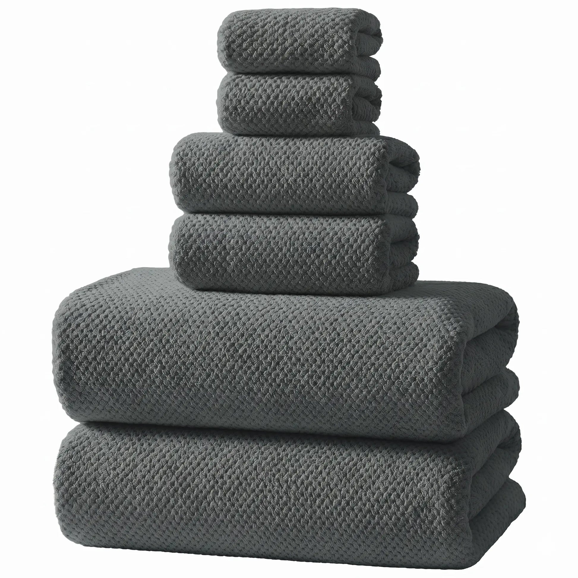 REDKISS Black Towel Set: a 6-Piece Set of Premium, Soft Bath Towels. This Ultra-Absorbent, Luxurious 6-Piece Set Includes 2 Bath Towels, 2 Hand Towels, and 2 Face Towels, Perfect for Everyday Use in Bathrooms, Gyms, Hotels, and Spas.