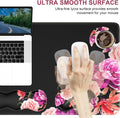 Mouse Pad Set, Desk Mat + Mouse Pad with Wrist Rest + Keyboard Wrist Rest + Coaster, Mouse and Keyboard Pad Set with Stitched Edge & Non-Slip Base, Desk Pad Mat for Work Gaming, Peony Flower