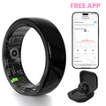 #6-#11 Pink & Black Ceramic Smart Couple Rings for Women & Men, Fitness & Sleep Tracker, Heart Rate & Stress Monitor, Cycle Tracking, IP68 Waterproof, 3–5 Day Battery, Ios & Android Compatible, with Charging Case