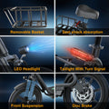 Foldable Electric Scooter with Seat and Basket, 500W Peak Motor, 48V/10.4Ah Rechargeable Battery, LED Headlight, Rear Disc Brakes, Dual Shock Absorbers, Adjustable Height, Customizable Size, 22MPH Max Speed, 28Miles Max Range